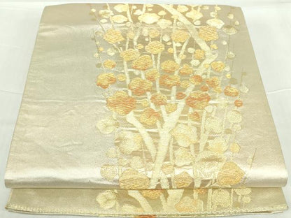 平和屋着物◎六通柄袋帯　枝梅文　金糸　正絹　逸品　DABA9041qa
