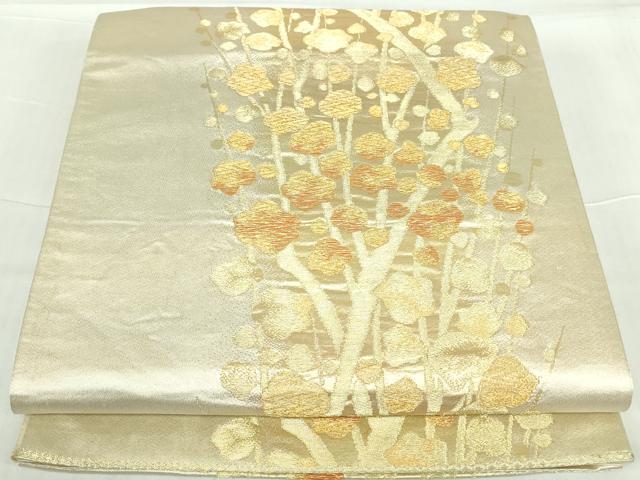 平和屋着物◎六通柄袋帯　枝梅文　金糸　正絹　逸品　DABA9041qa