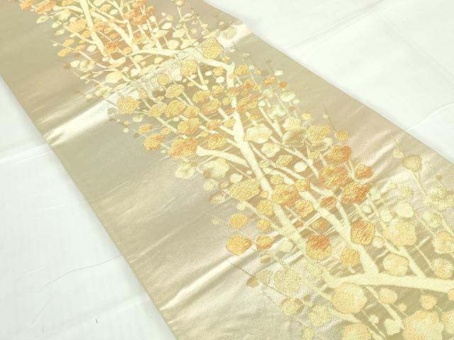 平和屋着物◎六通柄袋帯　枝梅文　金糸　正絹　逸品　DABA9041qa