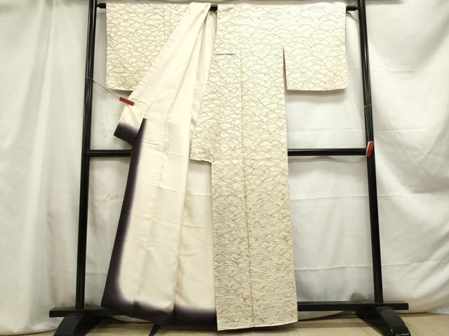 平和屋着物■上質な小紋　芝草文　暈し染め　正絹　逸品　DABA9057qa