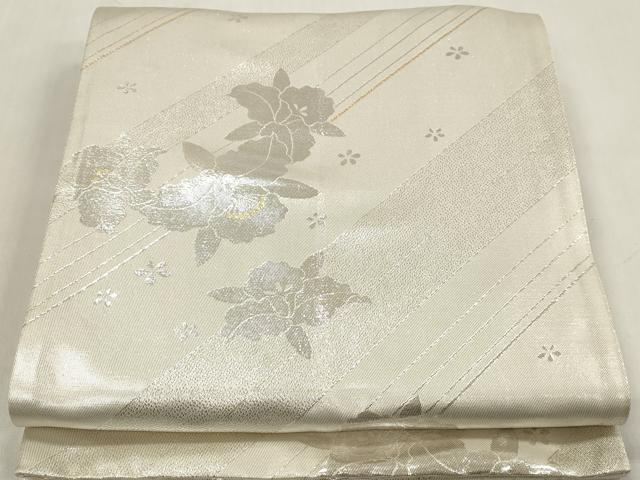 平和屋着物◎両面 六通柄袋帯 草花文 金銀糸 正絹 逸品 DABA9077qa
