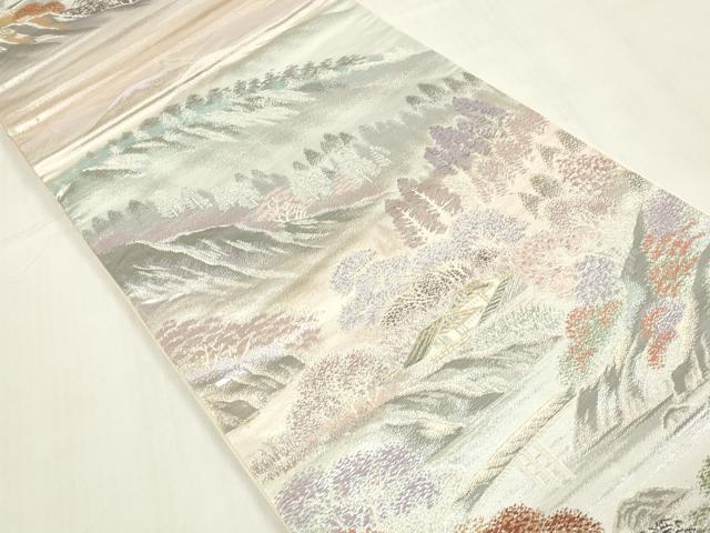 平和屋着物◎六通柄袋帯　嵯峨野路　プラチナ二重箔錦　金銀糸　正絹　逸品　DABA9117qa