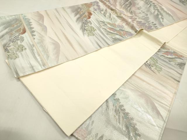 平和屋着物◎六通柄袋帯　嵯峨野路　プラチナ二重箔錦　金銀糸　正絹　逸品　DABA9117qa