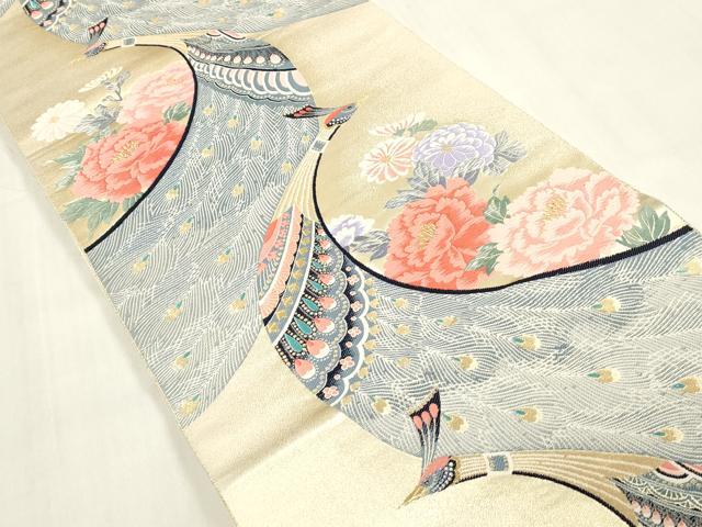 平和屋着物◎六通柄袋帯　唐織　九百錦　秀華双艶文　金糸　正絹　逸品　DABA9124qa