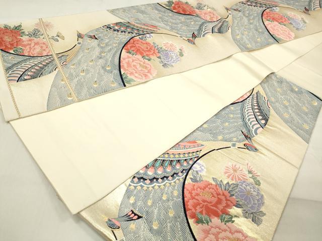 平和屋着物◎六通柄袋帯　唐織　九百錦　秀華双艶文　金糸　正絹　逸品　DABA9124qa