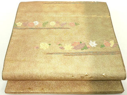 平和屋着物◎六通柄袋帯　舞花楓文　金糸　鈴乃屋扱い　正絹　逸品　DABA9193qa