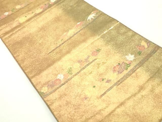 平和屋着物◎六通柄袋帯　舞花楓文　金糸　鈴乃屋扱い　正絹　逸品　DABA9193qa