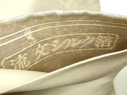平和屋着物◎六通柄袋帯　霞文　流文シルク箔　正絹　逸品　DABA9195qa