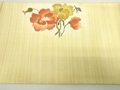 平和屋着物◎太鼓柄袋帯　枝花文　正絹　逸品　DABA9196qa