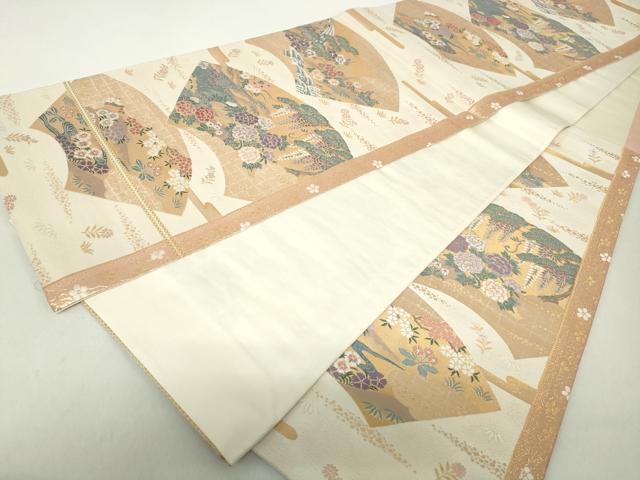 平和屋着物◎六通柄袋帯　唐織　ふたみ屏風絵　金糸　正絹　逸品　DABA9203qa