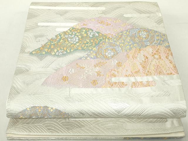 平和屋着物◎西陣　高島織物謹製　六通柄袋帯　唐織　華燭錦　重ね山更紗花文　金銀糸　正絹　逸品　DABA9218qa
