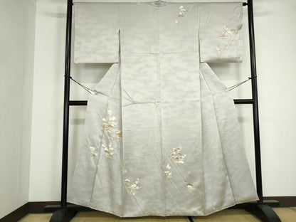 平和屋着物●訪問着 駒刺繍 枝梅松文 金彩 正絹 逸品 DABA9242qa