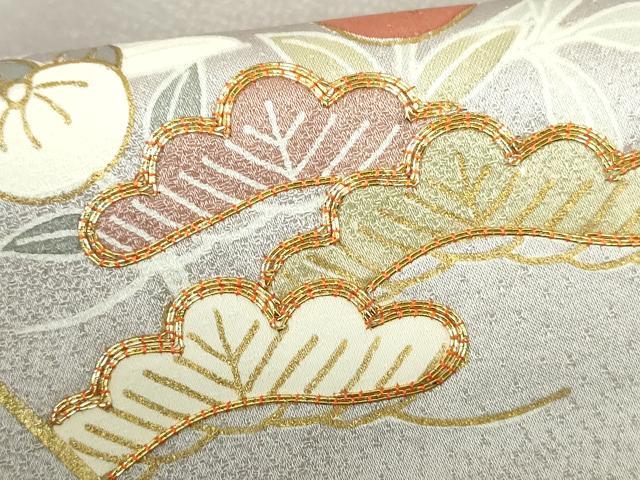 平和屋着物●訪問着 駒刺繍 枝梅松文 金彩 正絹 逸品 DABA9242qa