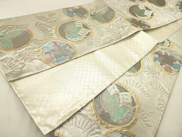 平和屋着物◎佐賀錦 六通柄袋帯 花蝶丸文 金銀糸 正絹 逸品 DABA9474qa