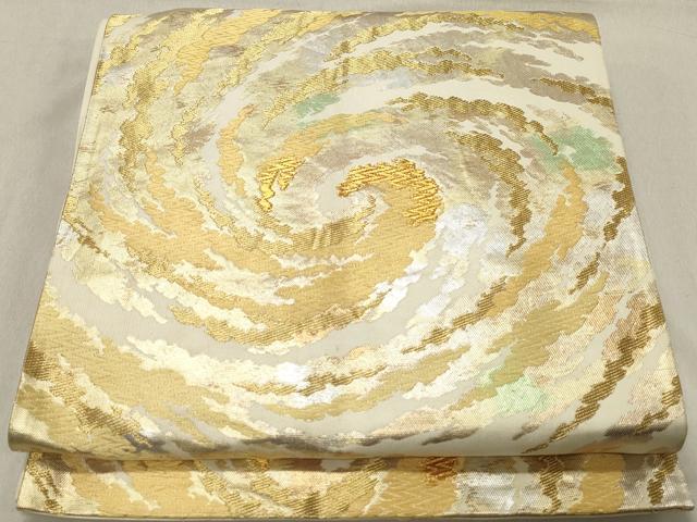 平和屋着物◎六通柄袋帯 唐織 幾何学文 金銀糸 正絹 逸品 DABA9485qa