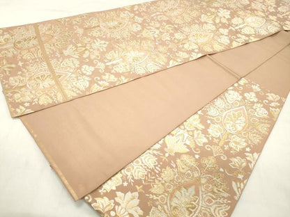 平和屋着物◎六通柄 本袋帯 更紗花文 金銀糸 正絹 逸品 DABA9489qa