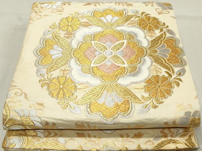 平和屋着物◎六通柄袋帯　唐織　花丸文　金銀糸　正絹　逸品　DABA9504qa