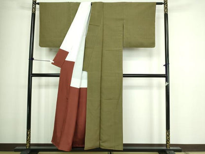 平和屋着物■上質なお召　十字絣　正絹　逸品　DABA9655sf