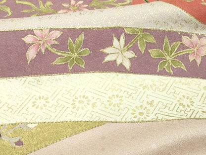 平和屋着物■豪華色留袖　駒刺繍　熨斗花文　金彩　正絹　逸品　DABA9734sf