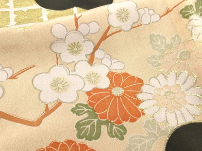 平和屋着物■豪華黒留袖　刺繍　尾長鳥花文　金銀彩　正絹　逸品　DABA9773sf