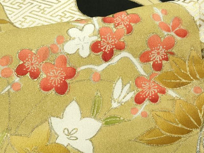 平和屋着物■豪華黒留袖 刺繍 尾長鳥花文 金銀彩 正絹 逸品 DABA9776sf