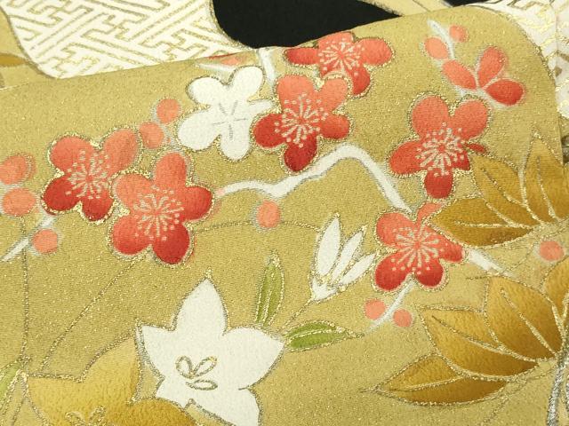 平和屋着物■豪華黒留袖 刺繍 尾長鳥花文 金銀彩 正絹 逸品 DABA9776sf
