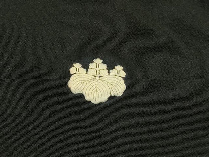 平和屋着物■豪華黒留袖 刺繍 尾長鳥花文 金銀彩 正絹 逸品 DABA9776sf
