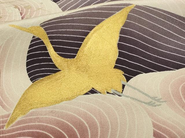 平和屋着物■豪華黒留袖　駒刺繍　流水飛鶴文　金彩　正絹　逸品　DABA9792sf
