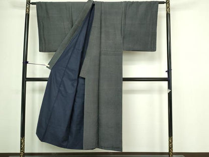 平和屋着物■男性　紬　横段文　正絹　逸品　DABA9815sf