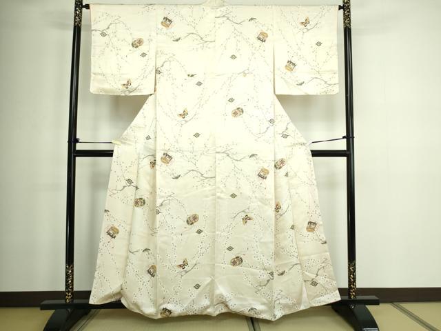 平和屋着物■上質な小紋 枝垂れ桜舞蝶文 金彩 正絹 逸品 DABA9841sf