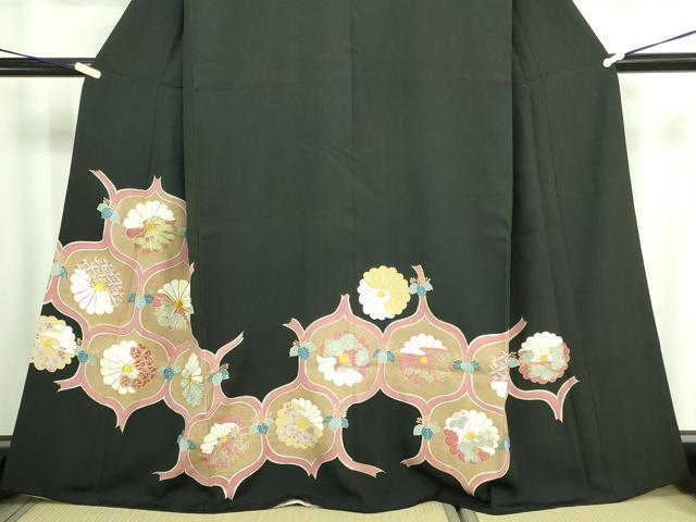 平和屋着物■豪華黒留袖 駒刺繍 舞花文 金彩 正絹 逸品 DABA9896sf