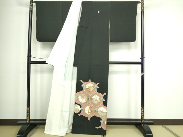平和屋着物■豪華黒留袖 駒刺繍 舞花文 金彩 正絹 逸品 DABA9896sf