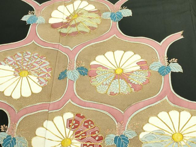 平和屋着物■豪華黒留袖 駒刺繍 舞花文 金彩 正絹 逸品 DABA9896sf