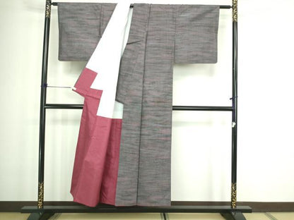 平和屋着物■上質な紬 横段文 正絹 逸品 DABA9911sf