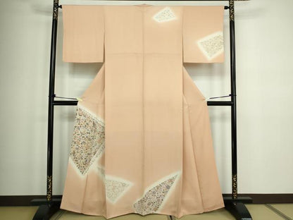 平和屋着物■訪問着 刺繍 更紗花鳥文 暈し染め 正絹 逸品 DABA9921sf