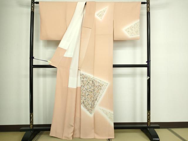 平和屋着物■訪問着 刺繍 更紗花鳥文 暈し染め 正絹 逸品 DABA9921sf