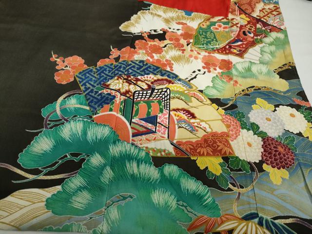 平和屋着物●アンティーク　大正ロマン　両面　全通柄京袋帯　駒刺繍　水面草花文　正絹　逸品　DAAW6851ob 平和屋着物アンティーク 大正ロマン 両面 全通柄京袋帯 駒刺繍 水面