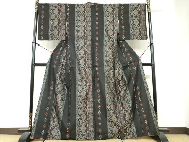 平和屋着物●本場染大島紬　訪問着　風景樹林文　たたき染　正絹　逸品　DAAZ7047ud 平和屋着物○本場染大島紬 訪問着 風景樹林文 たたき染 正絹 逸品