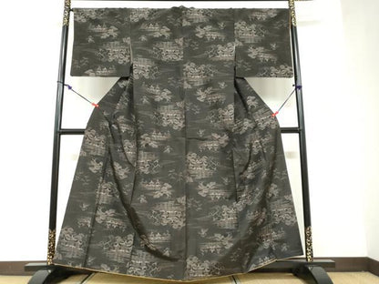 平和屋着物●本場大島紬　7マルキ　総絣　風景樹林文　正絹　逸品　DABB0009ud
