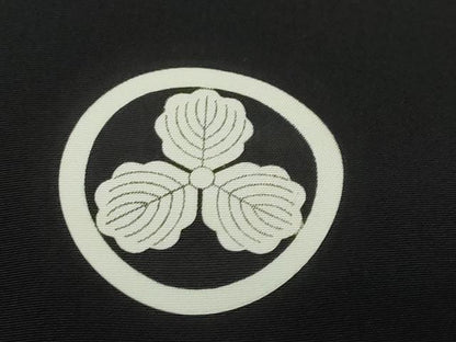 平和屋着物●男性　黒紋付　長羽織セット　羽裏：鷹　正絹　逸品　DABB0011ud