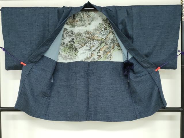 平和屋着物●男性　紬　アンサンブル　霞文　正絹　逸品　DABB0012ud