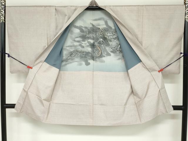 平和屋着物●男性　本場大島紬　アンサンブル　長羽織　白大島　100亀甲　総詰め　正絹　逸品　DABB0014ud