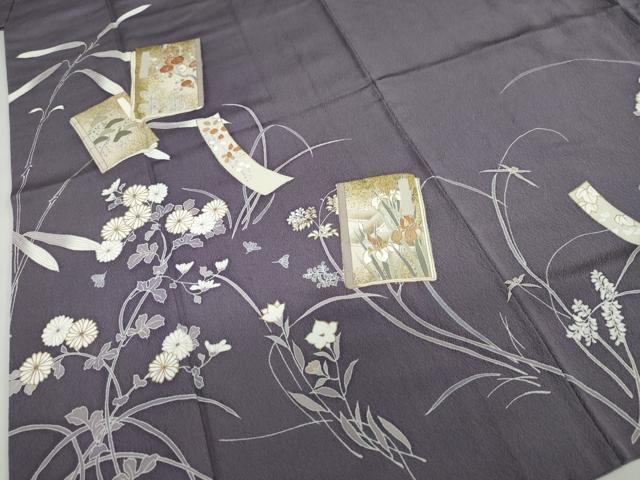 平和屋着物○訪問着 駒刺繍 冊子草花文 金彩 正絹 逸品 DABB0020ud