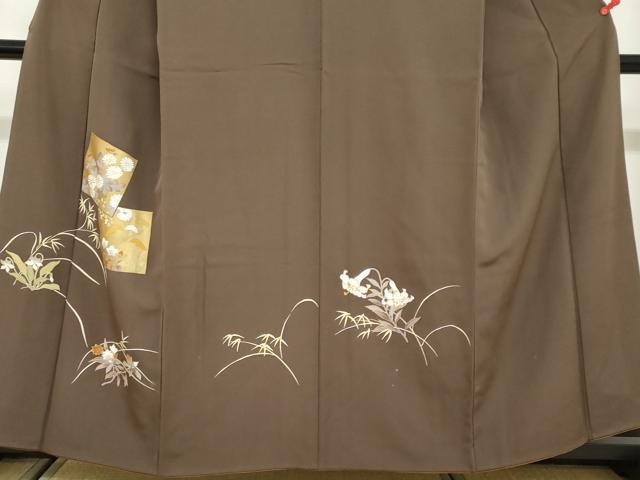 平和屋着物●訪問着　駒刺繍　色紙重ね草花文　金彩　正絹　逸品　DABB0025ud