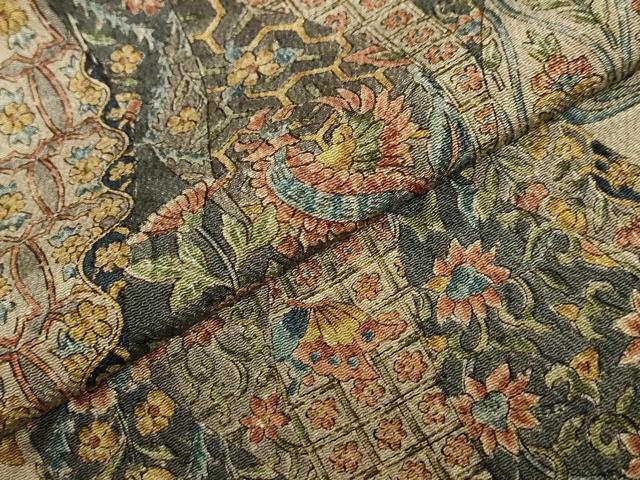 平和屋着物○二代目更甚 江戸更紗 小紋 花鳥文 鬼しぼ縮緬