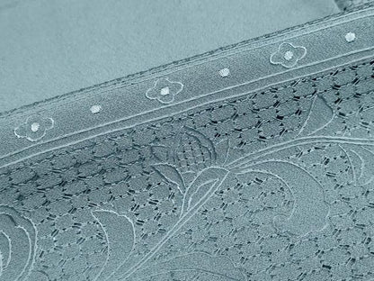 平和屋着物●中国三大刺繍　スワトウ刺繍　汕頭刺繍　総刺繍　無地絵羽訪問着　横段更紗花唐草文　藍鼠色　正絹　逸品　DABB0047ud