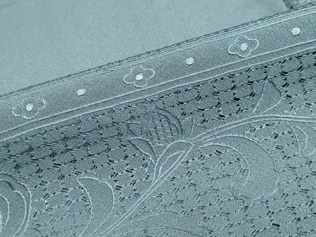 平和屋着物●中国三大刺繍　スワトウ刺繍　汕頭刺繍　総刺繍　無地絵羽訪問着　横段更紗花唐草文　藍鼠色　正絹　逸品　DABB0047ud