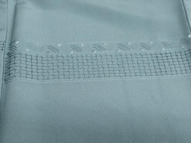平和屋着物●中国三大刺繍　スワトウ刺繍　汕頭刺繍　総刺繍　無地絵羽訪問着　横段更紗花唐草文　藍鼠色　正絹　逸品　DABB0047ud