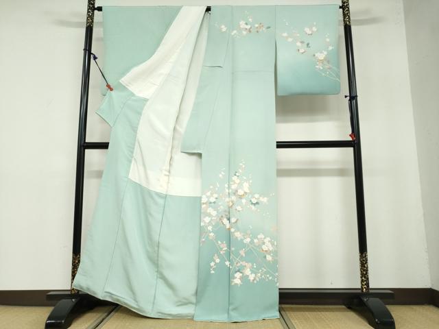平和屋着物●訪問着 友禅 枝花文 暈し染め 正絹 逸品 DABB0052ud