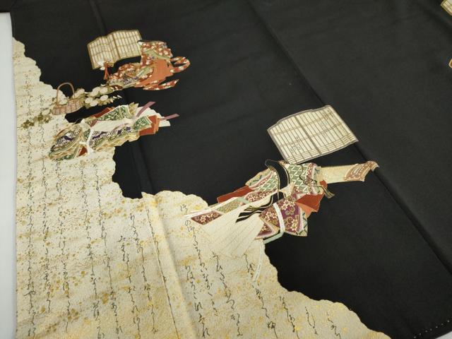 平和屋着物●松尾光琳 黒留袖 女人風景文 詩歌 金彩 正絹 逸品 DABB0055ud